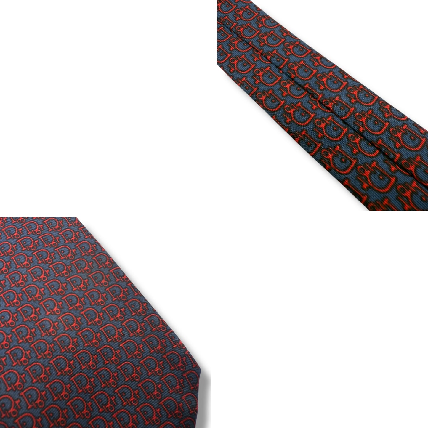 【7441】良品!ディオール ネクタイ ブルー系 レッド系 トロッター