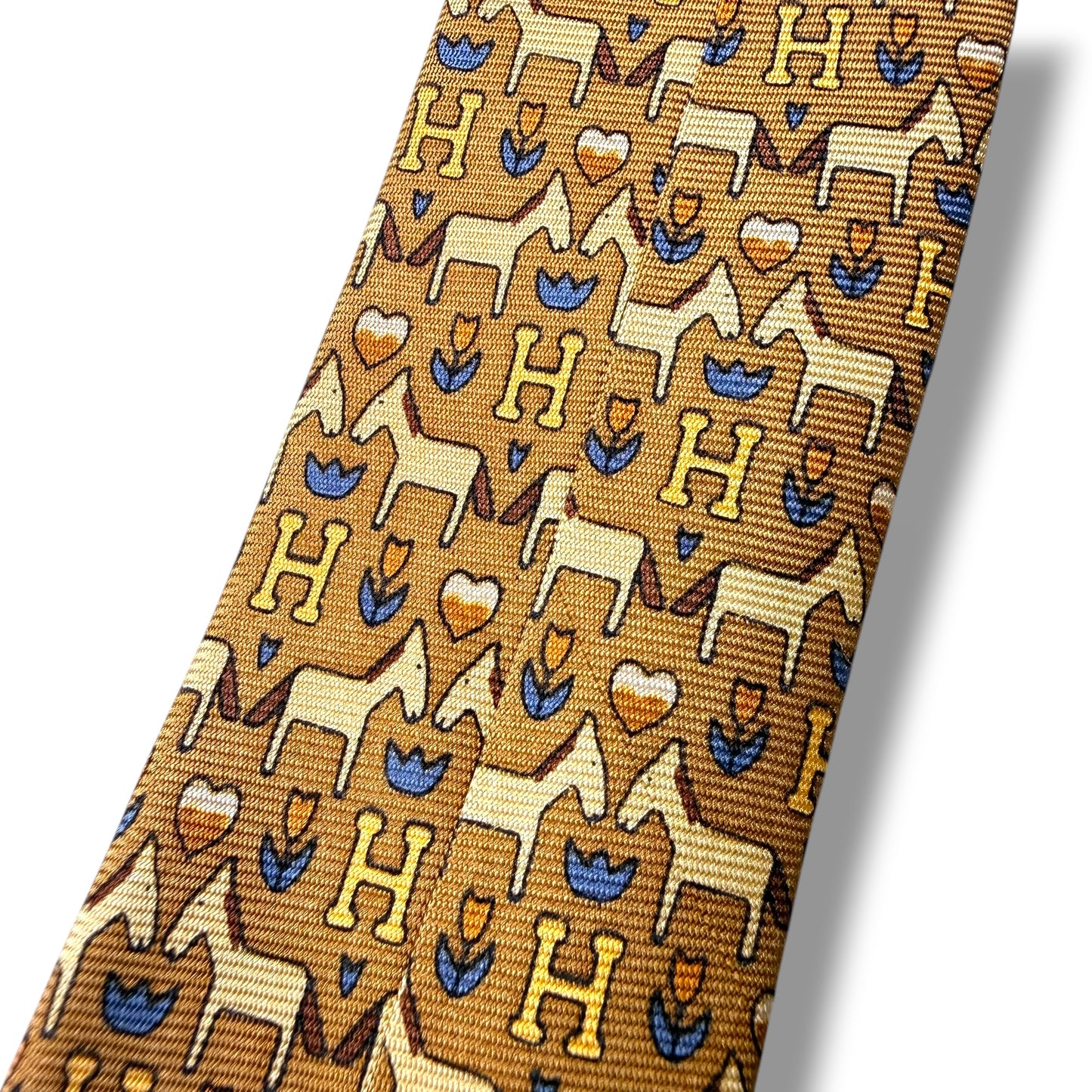 【8574】良品!エルメス ネクタイ ライトブラウン系