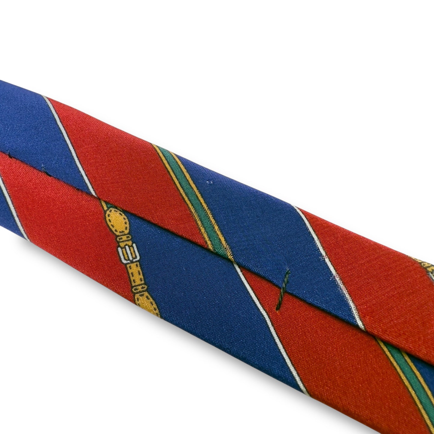 【7236】良品!セリーヌ ネクタイ レッド系 ブルー系