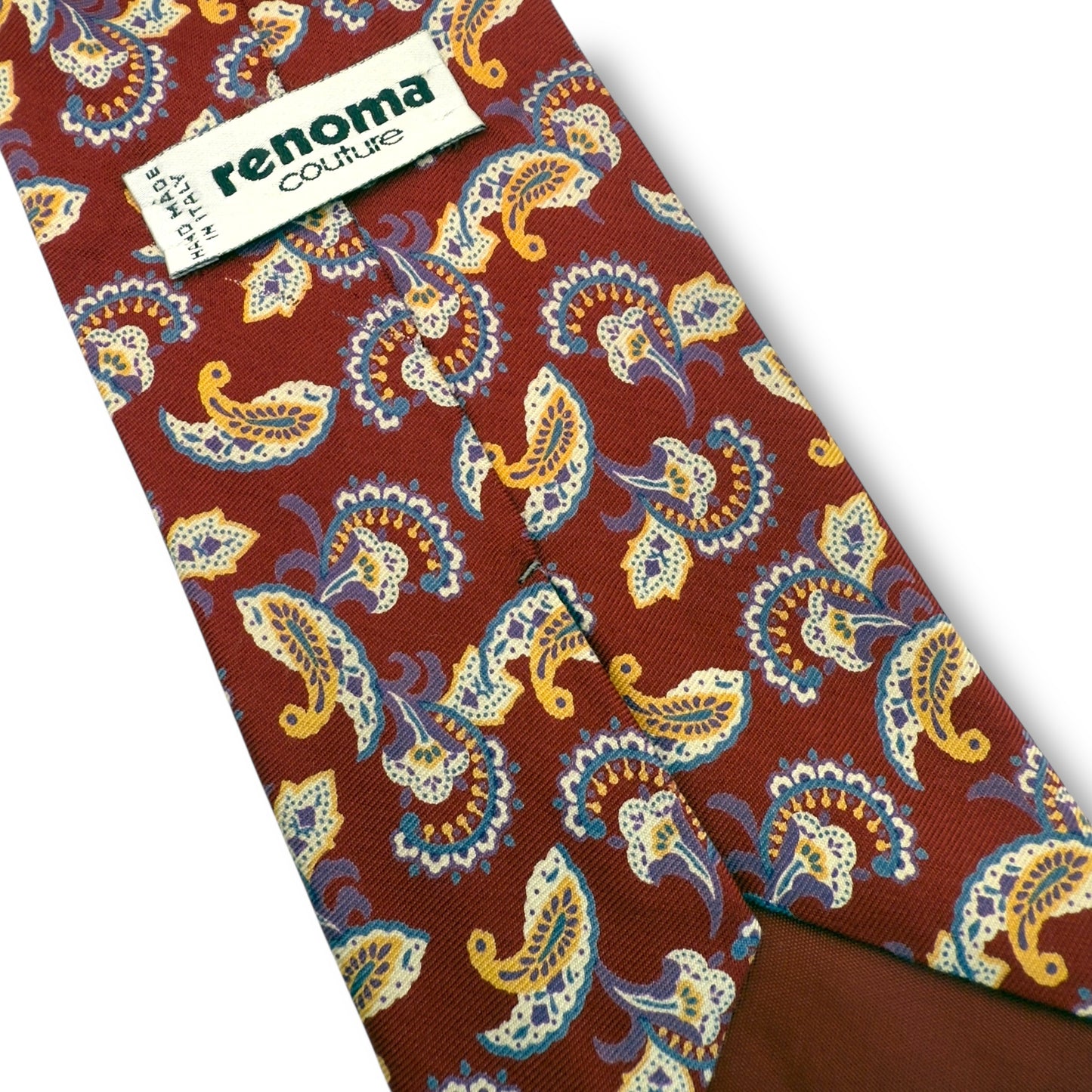【7390】良品!レノマ ネクタイ レッド系 ペイズリー柄