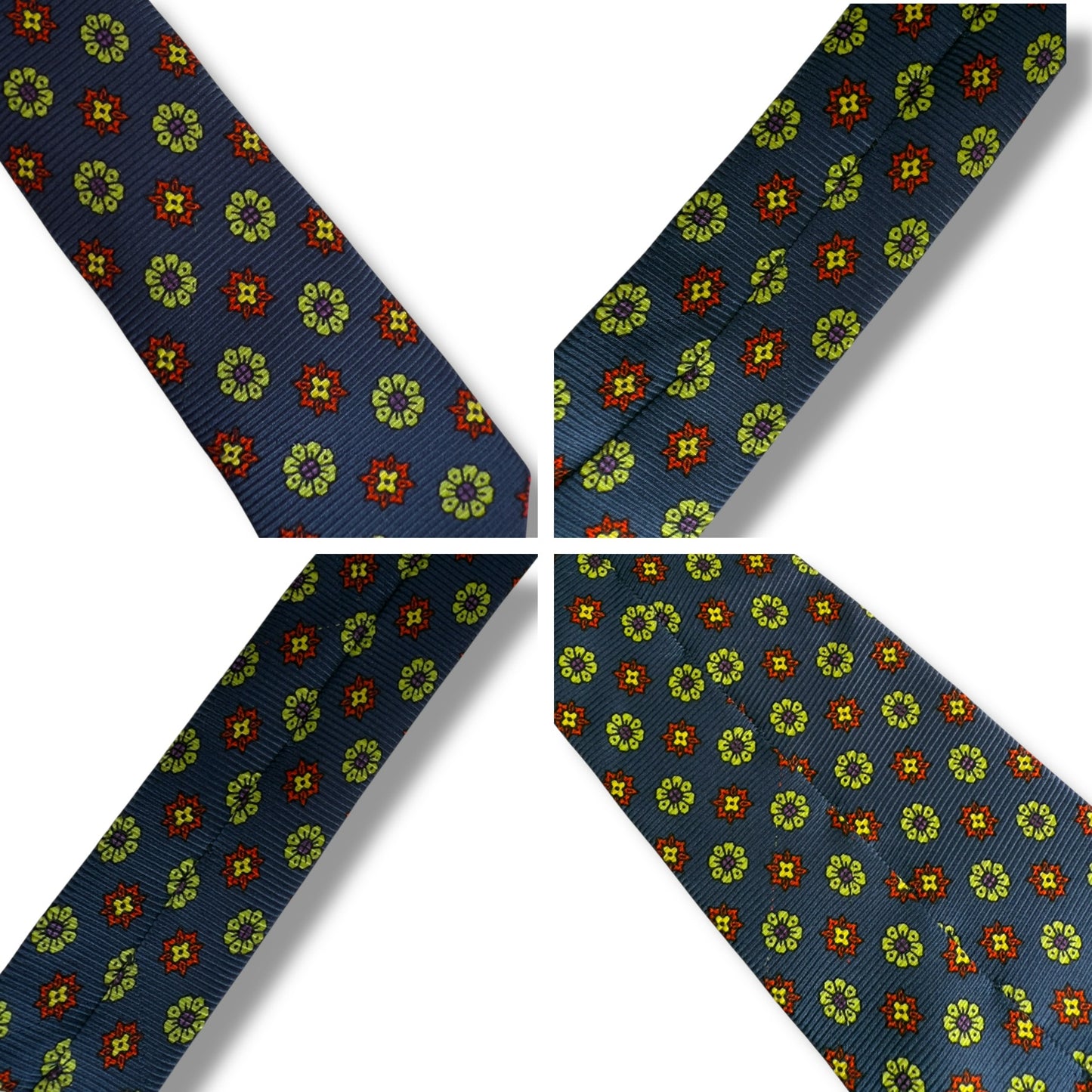 【7095】良品!ジェイプレス ネクタイ ネイビー系 花柄