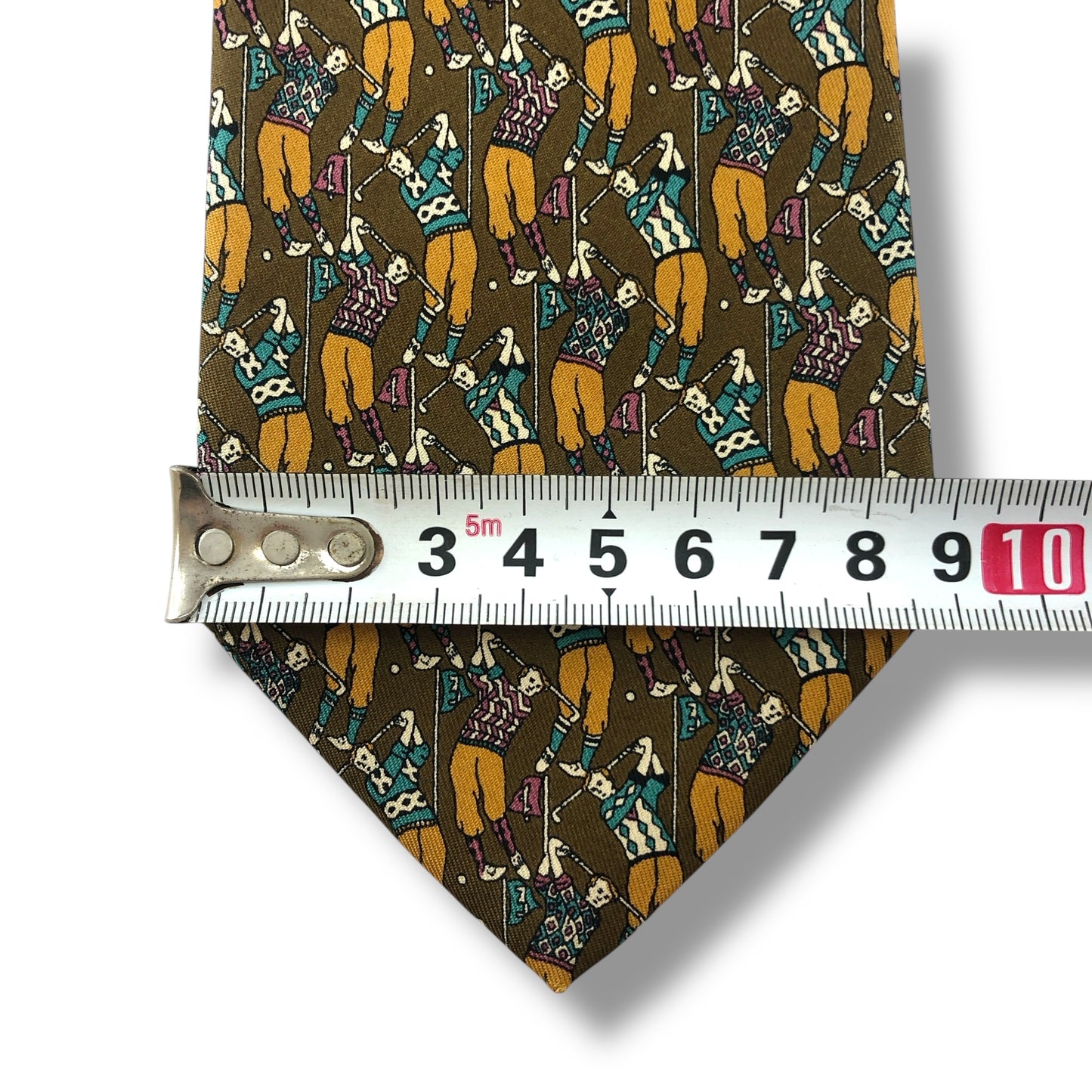 【7127】美品!サルヴァトーレフェラガモ ネクタイ ブラウン系 ゴルフ柄