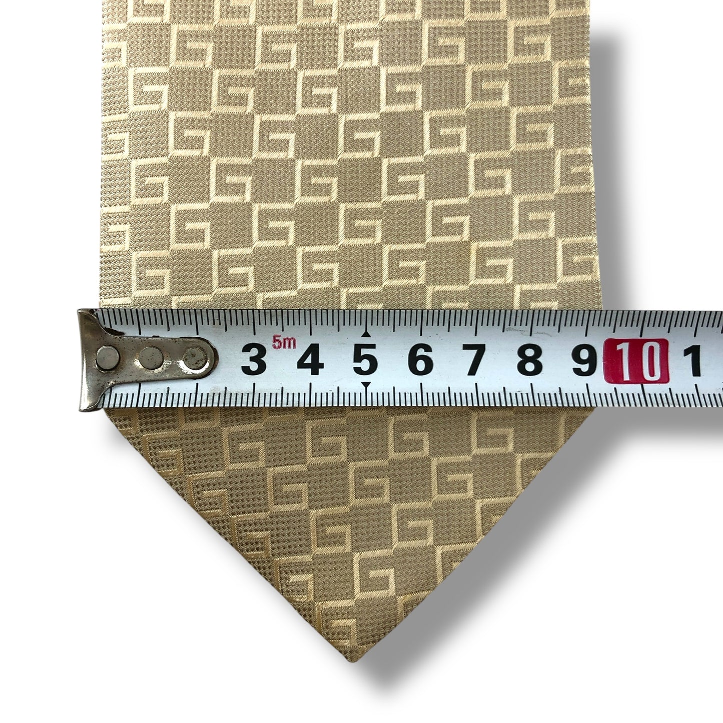 【7166】美品!グッチ ネクタイ クリーム色系 G柄