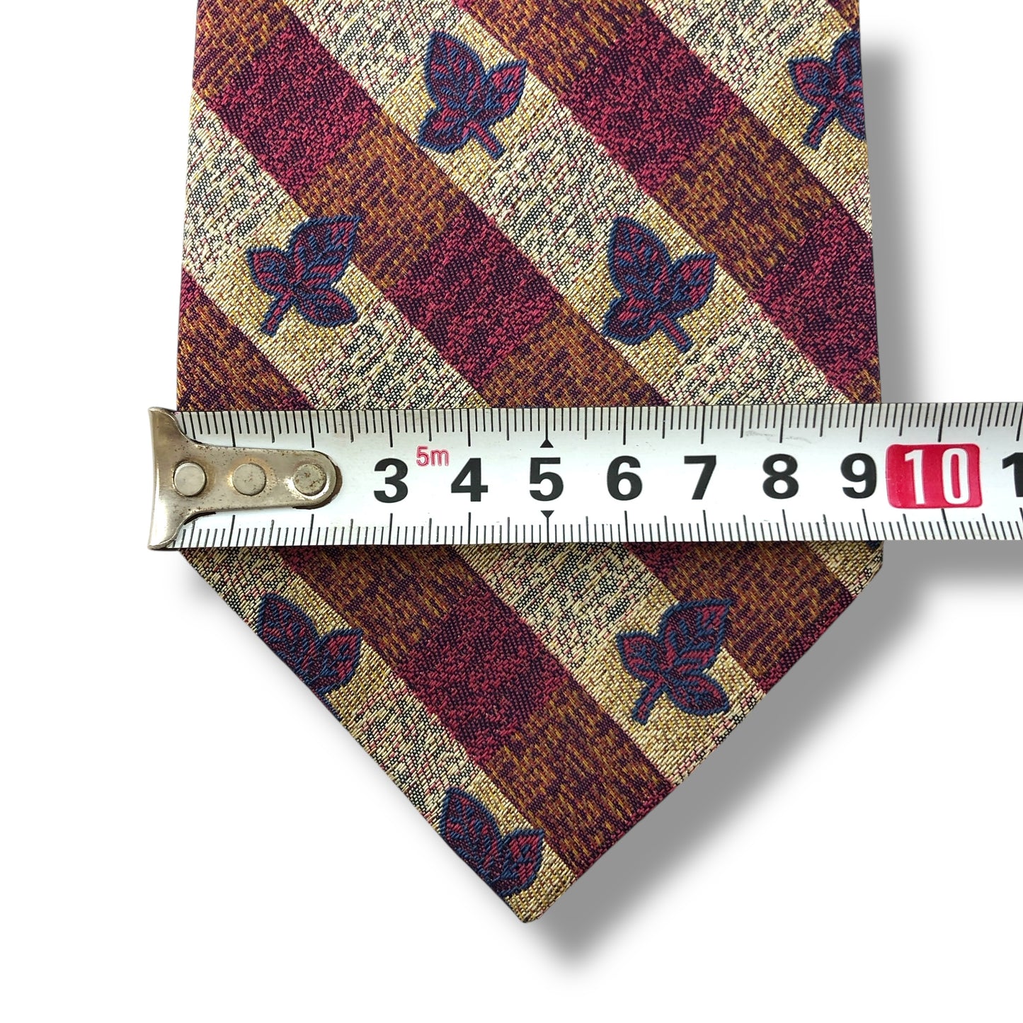 【7176】美品!ダンヒル ネクタイ レッド系 葉っぱ柄