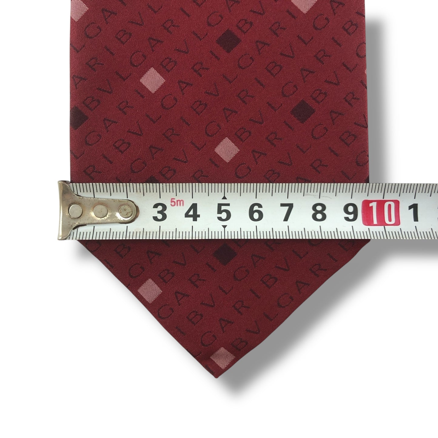 【7180】未使用保管品 ブルガリ ネクタイ ロゴ柄 レッド系