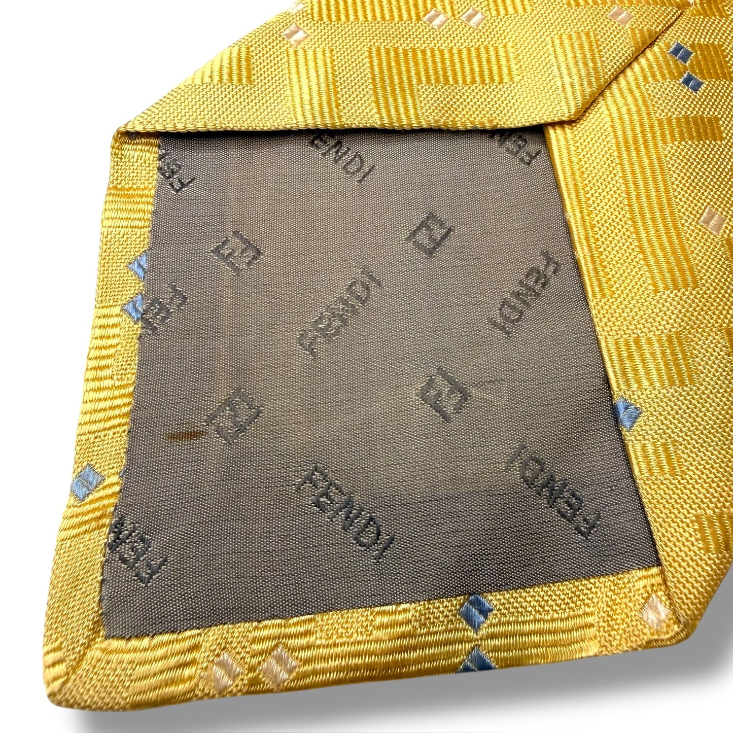 【8060】良品!フェンディ ネクタイ イエロー系 FF柄