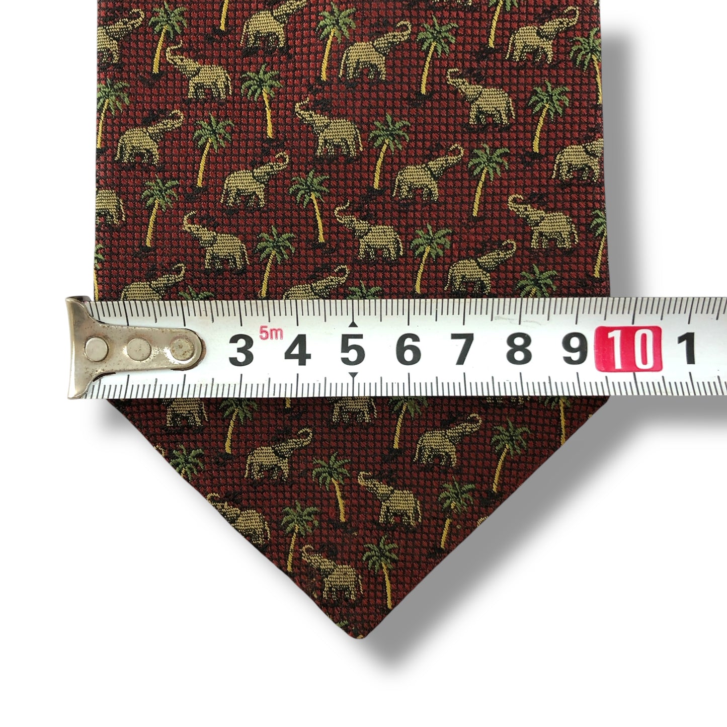 【7257】美品!ジムトンプソン ネクタイ ボルドー系 ゾウ柄