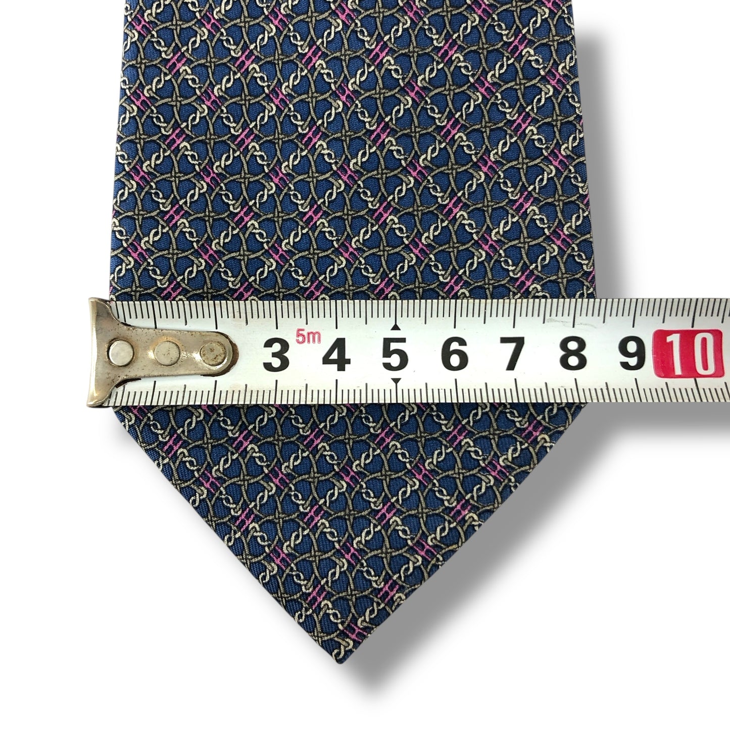 【7305】美品!エルメス ネクタイ ブルー系 H柄