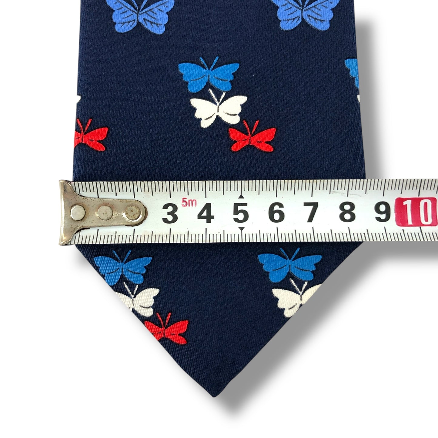 【7349】美品!エルメス ネクタイ ネイビー系 蝶柄