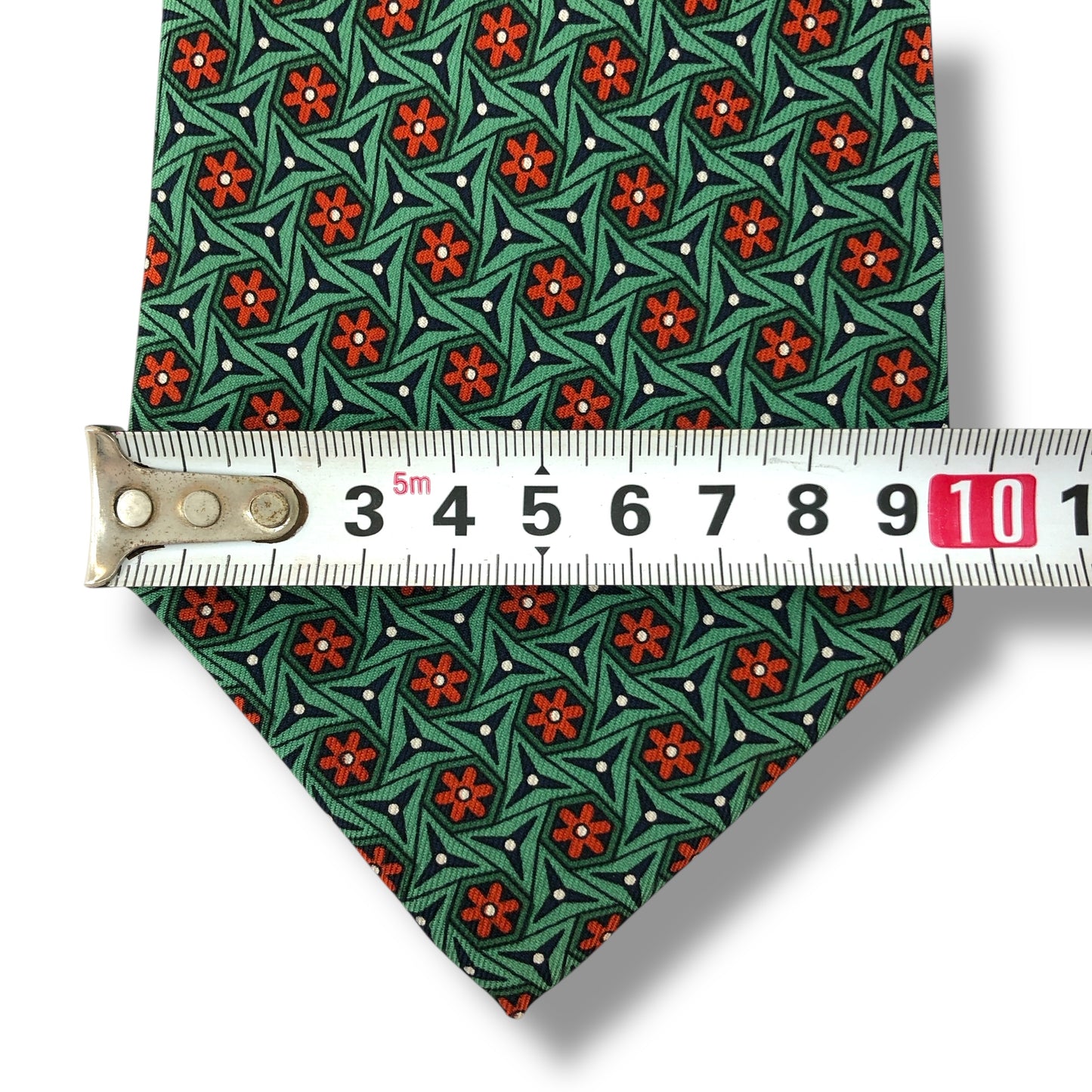 【7358】美品!ダンヒル ネクタイ グリーン系 花柄