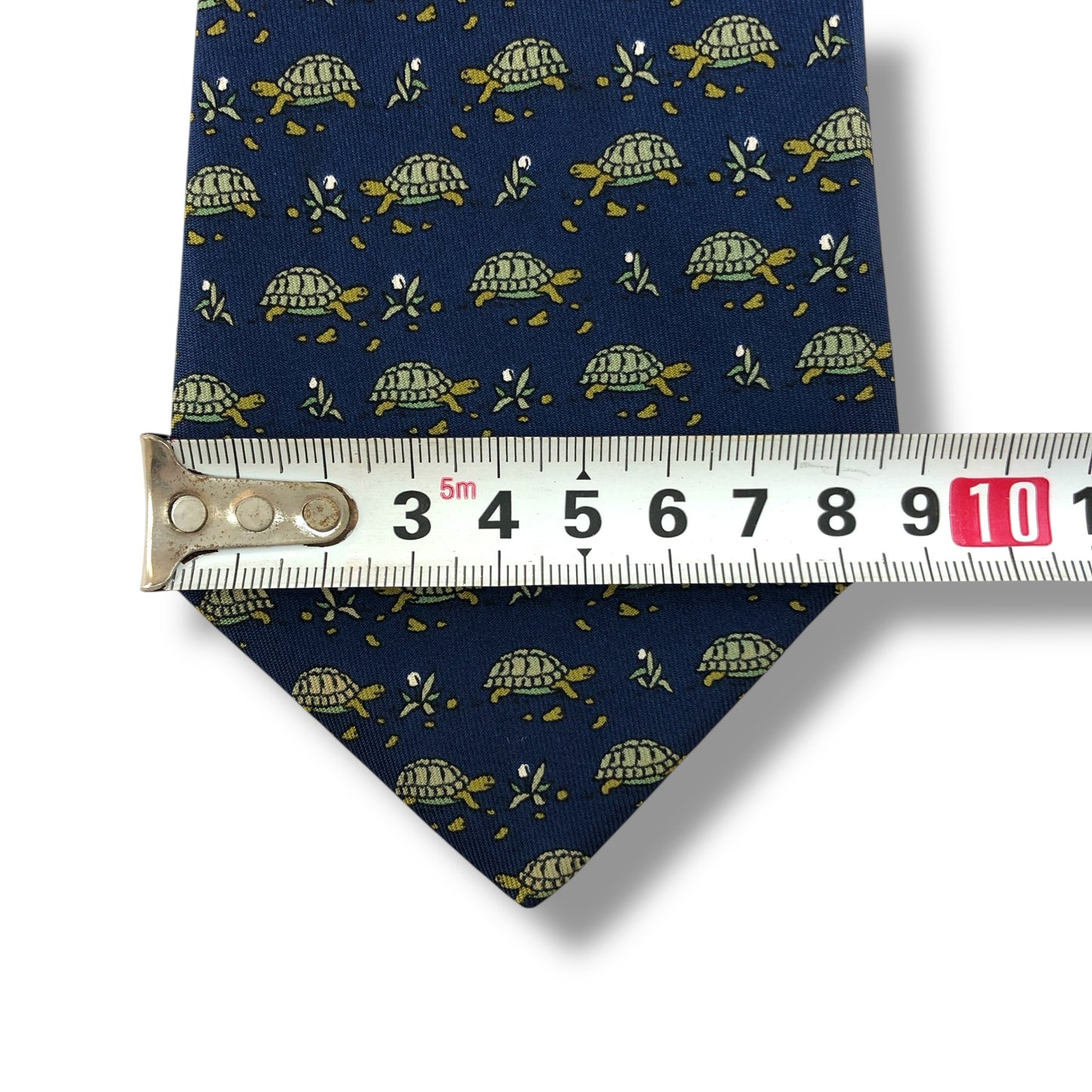 【7459】美品ー良品!エルメス ネクタイ ネイビー系 カメ柄