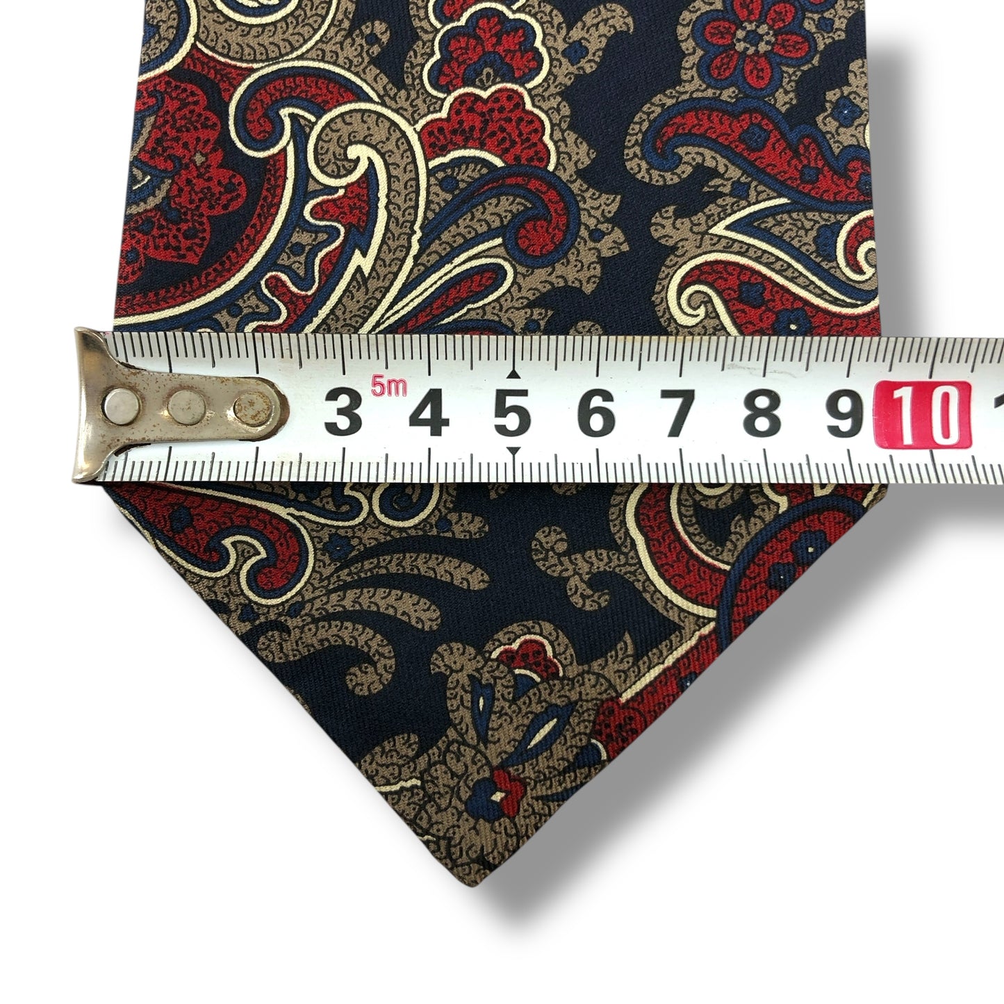 【7482】美品!アクアスキュータム ネクタイ ネイビー系 レッド系