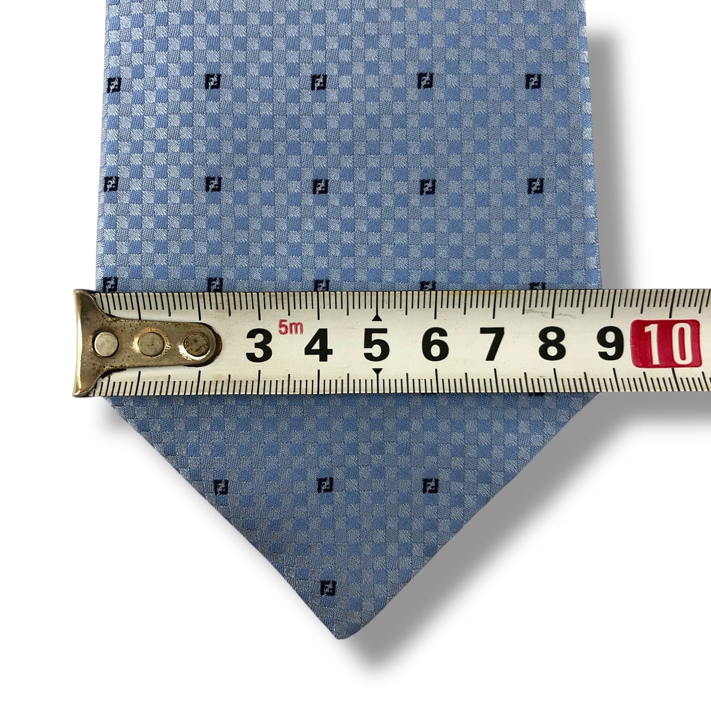 【7528】美品!フェンディ ネクタイ 水色系 FF柄