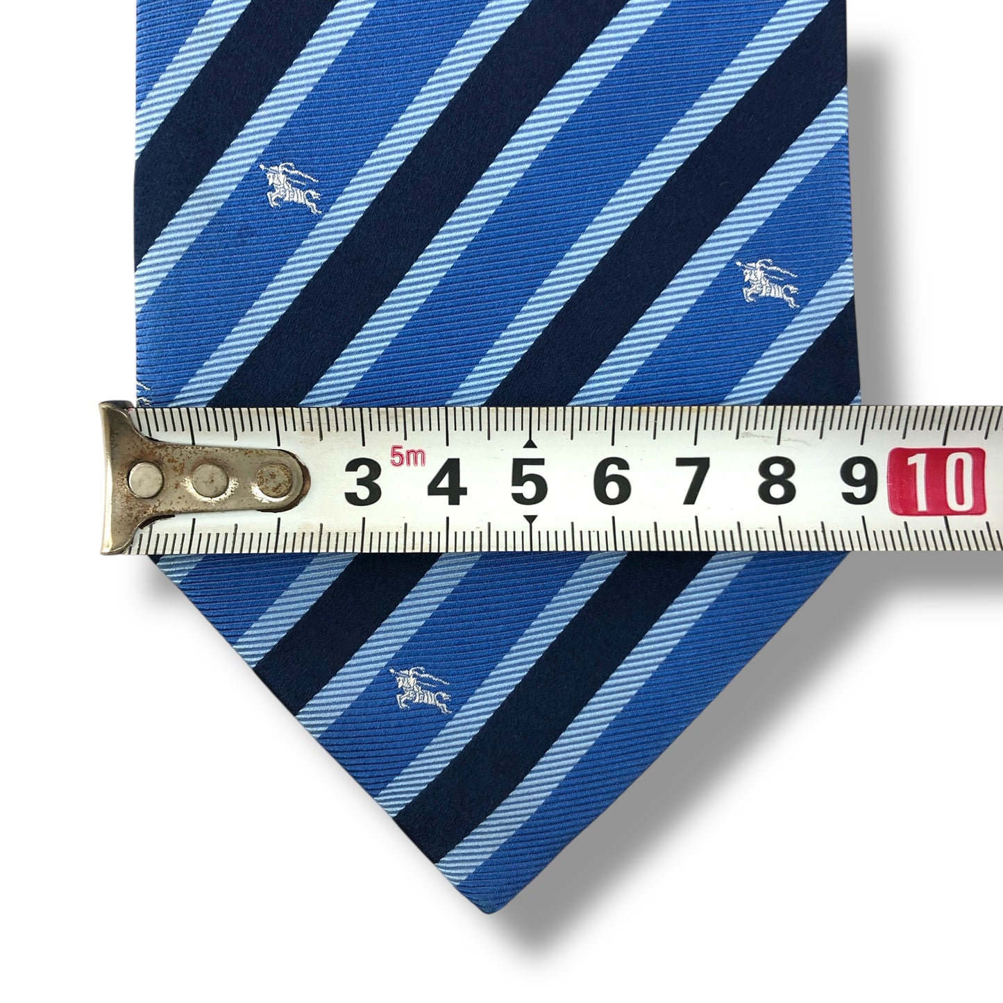 【7610】良品!バーバリー ネクタイ ブルー系 ストライプ柄