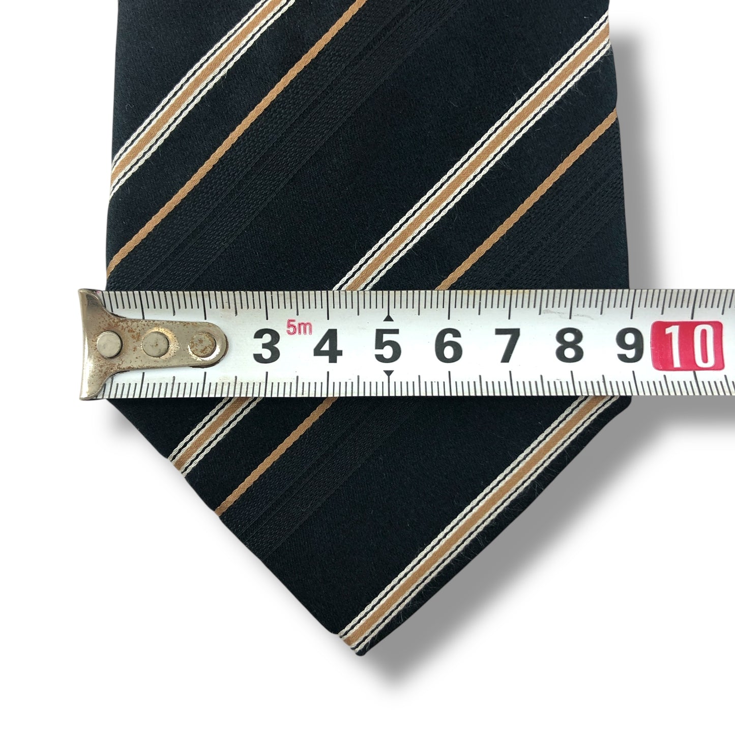 【7690】美品!アルマーニ ネクタイ ブラック系 ストライプ柄