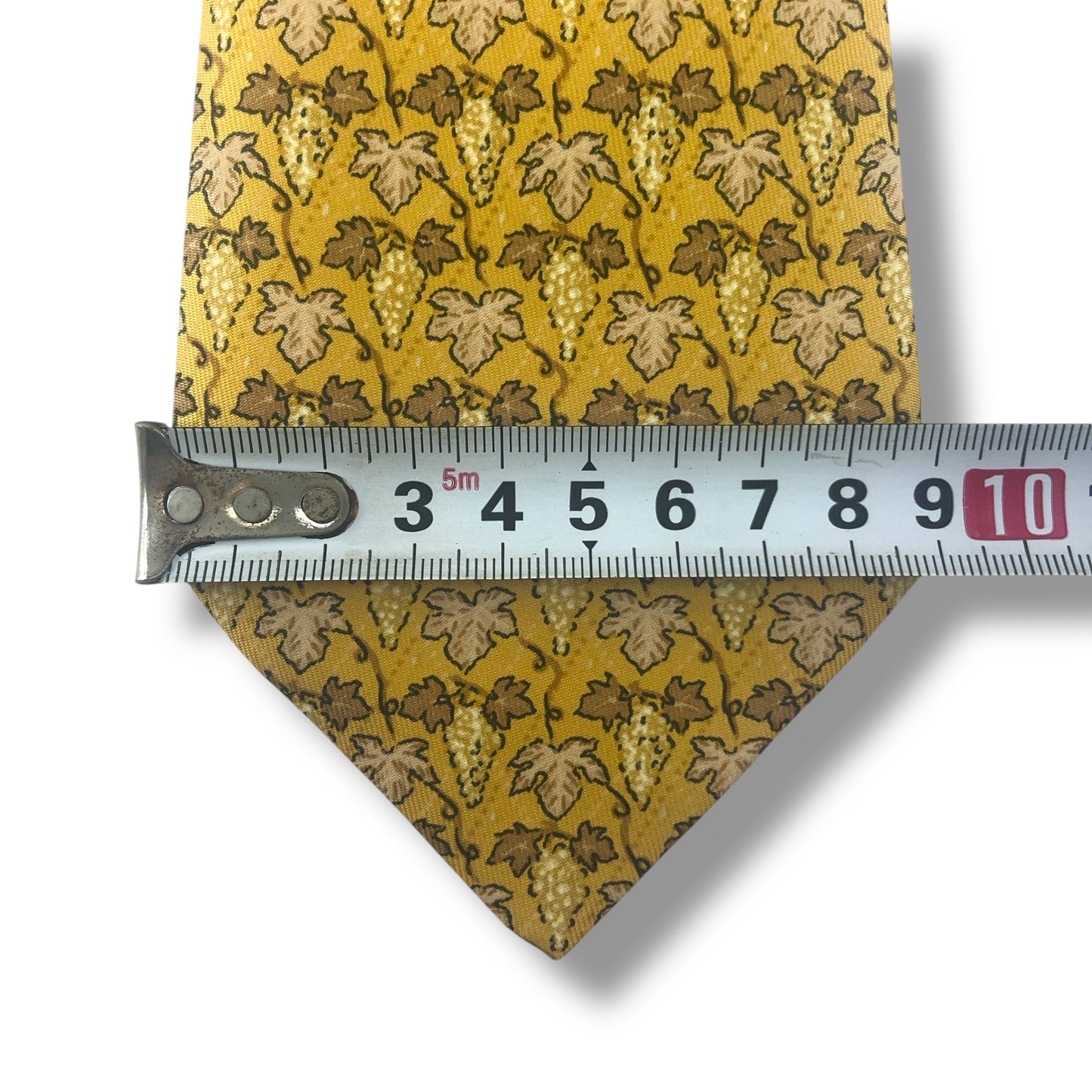 【7709】美品!エルメス ネクタイ イエロー 葉っぱ柄