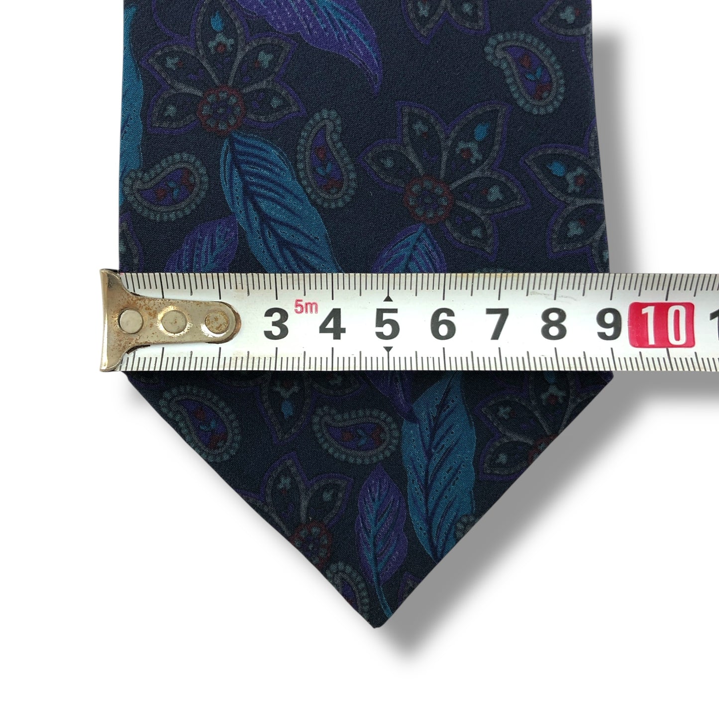 【7716】美品!バレンシアガ ネクタイ ネイビー系 植物柄