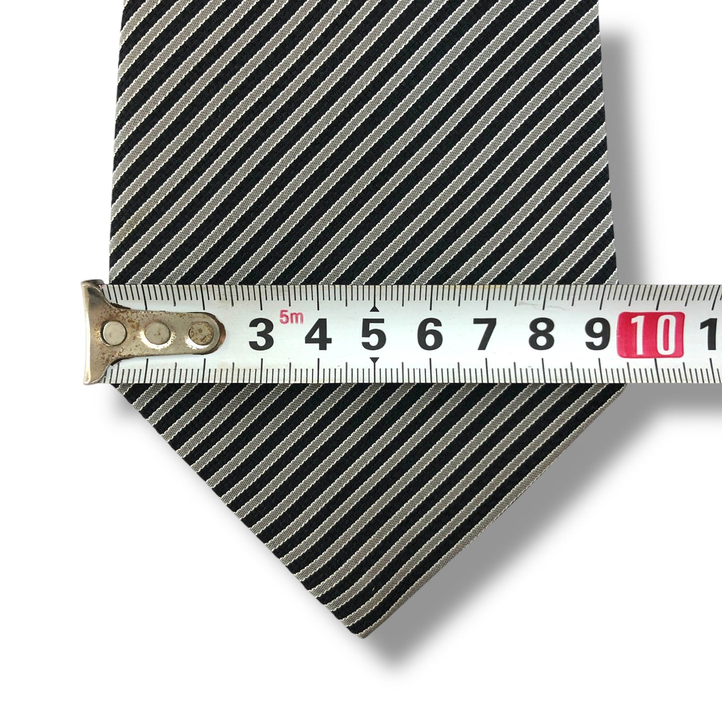 【8008】美品!アルマーニ ネクタイ ブラック系 ストライプ柄