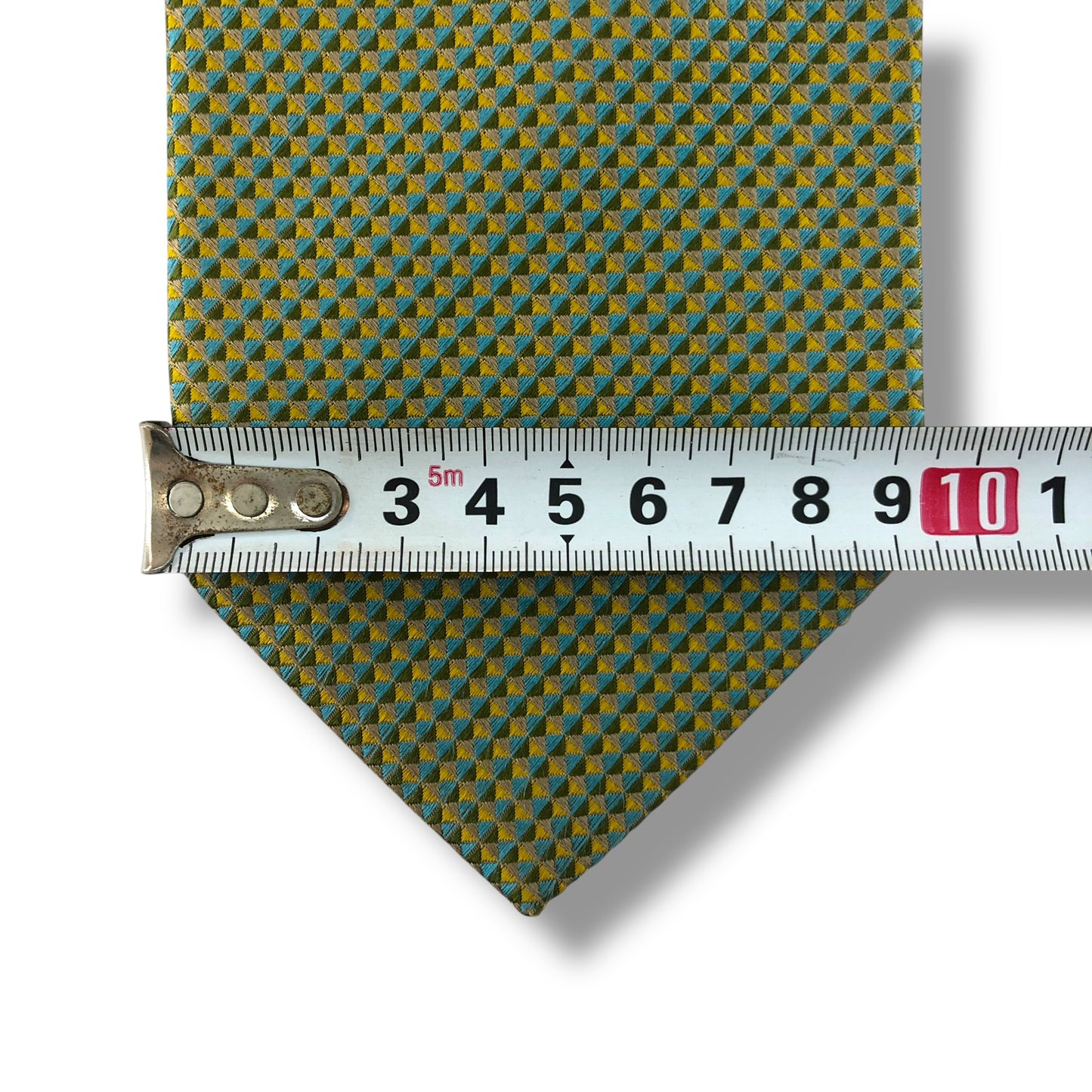 【8019】美品!イブサンローラン ネクタイ グリーン×イエロー系