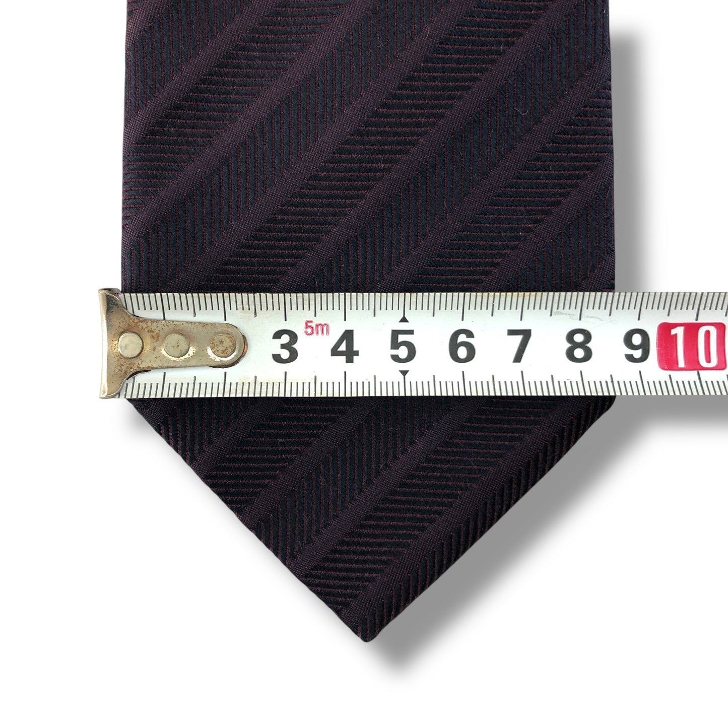 【8027】美品!エルメネジルドゼニア ネクタイ ワインレッド系 ストライプ