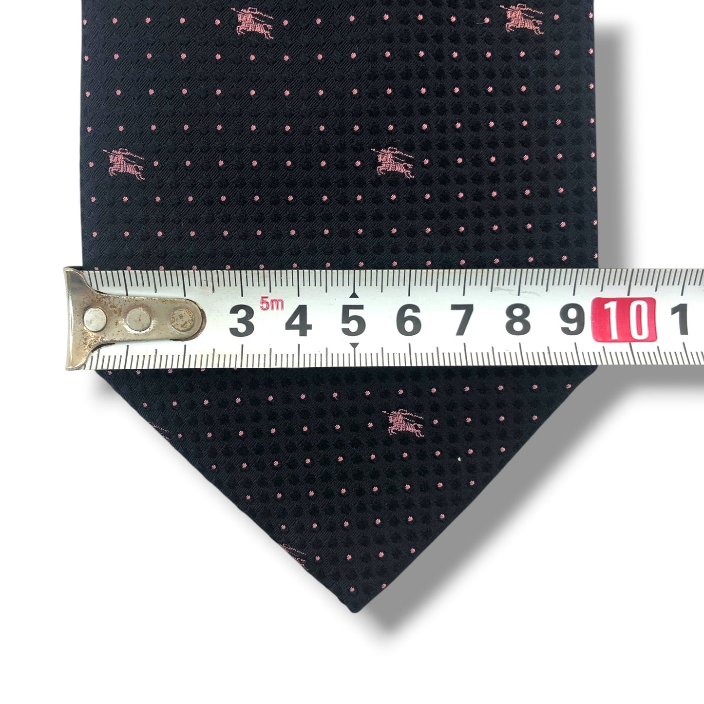 【8258】美品!バーバリー ネクタイ ネイビー×ピンク系 ホースロゴ