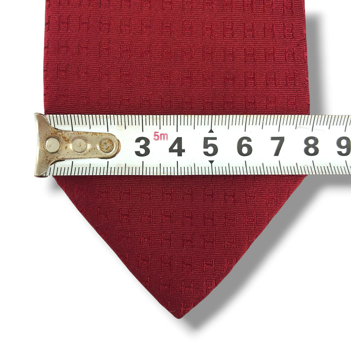 【8765】美品!エルメス ネクタイ レッド系 ファソネ H柄