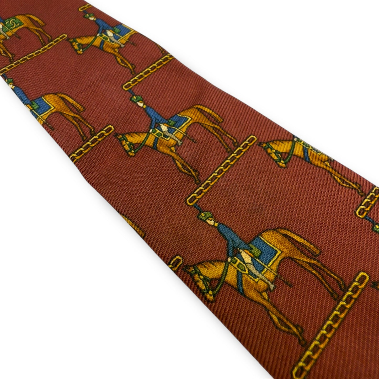 【7322】良品!シャネル ネクタイ レッド系 ゴールドチェーン