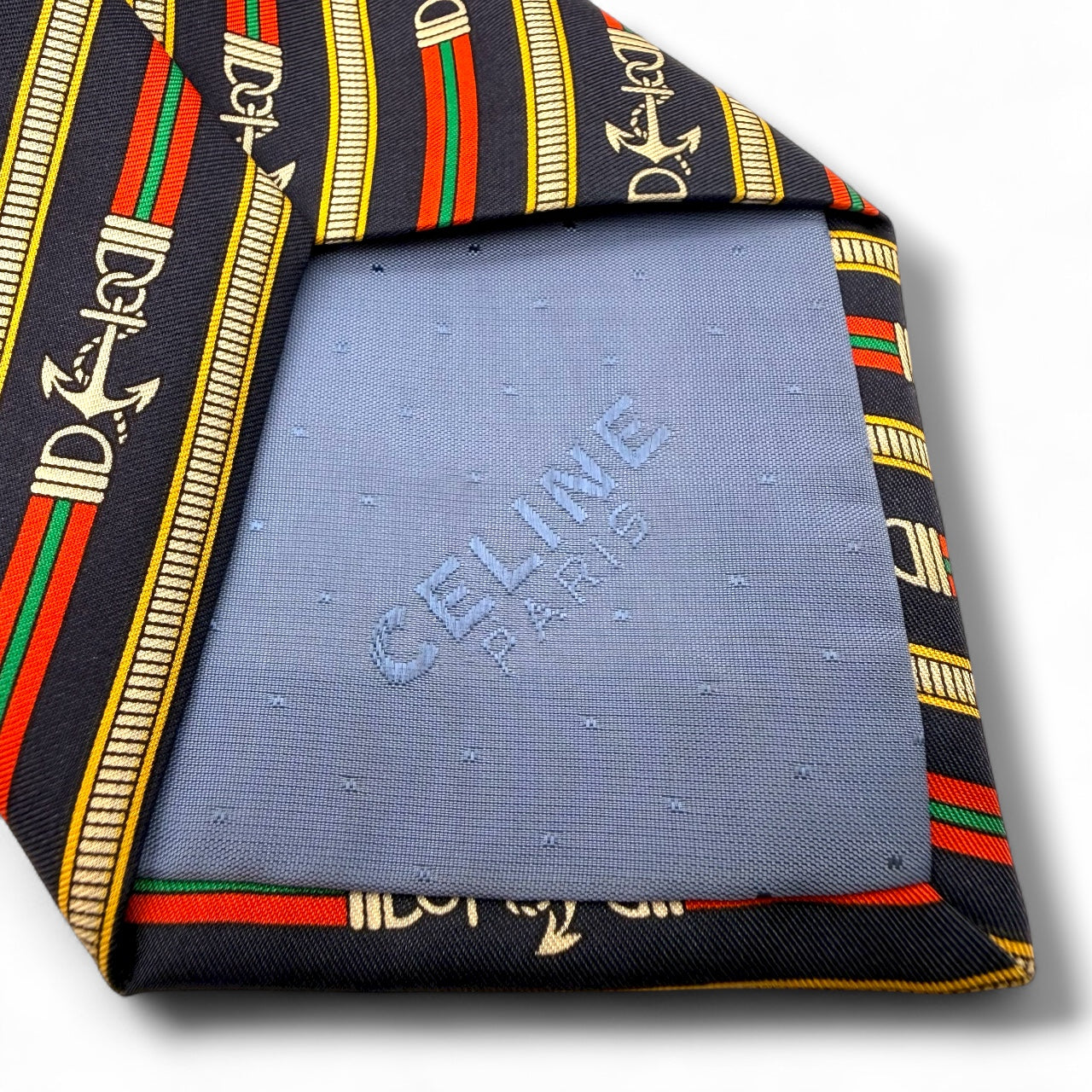 【7582】美品ー良品!セリーヌ ネクタイ ネイビー系