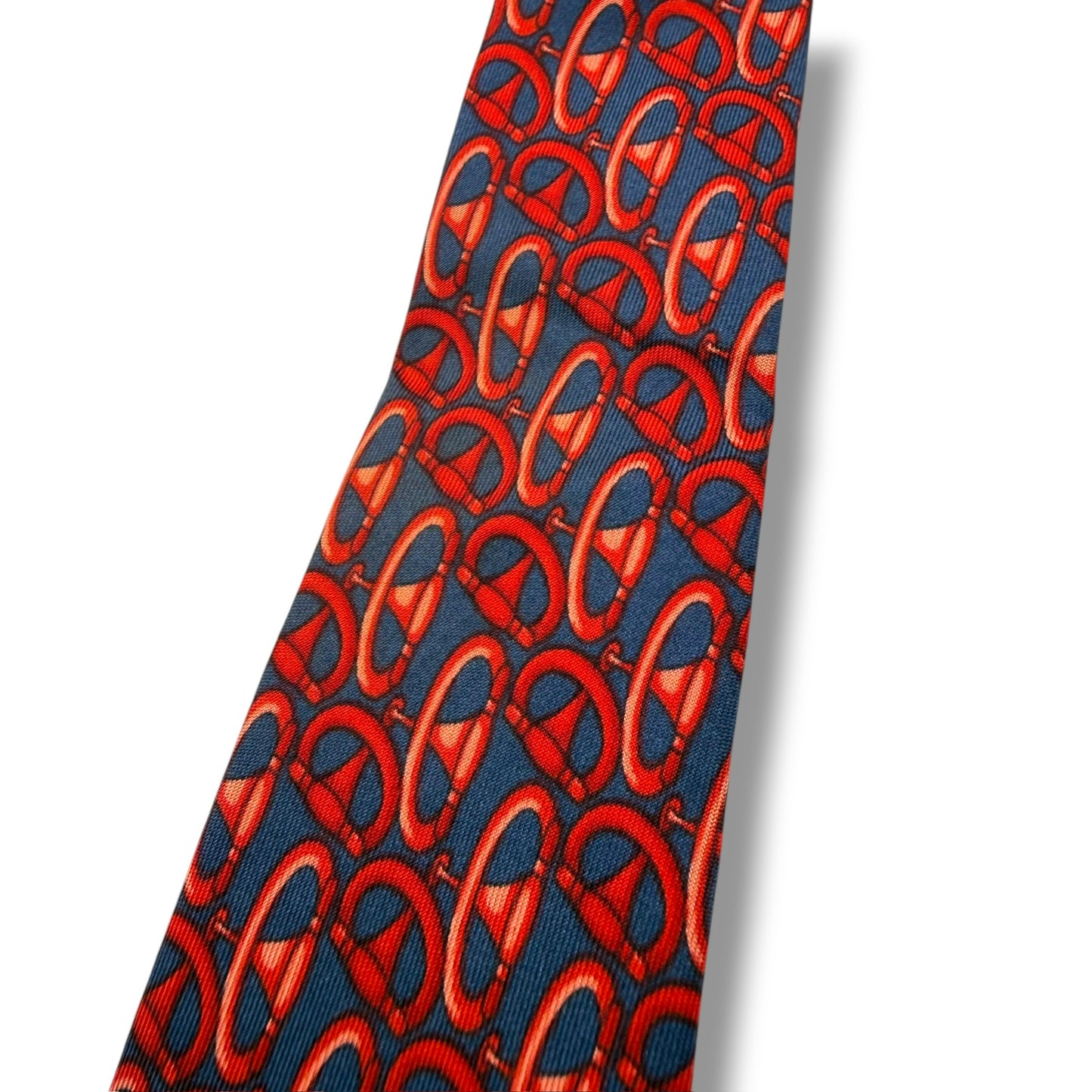 【7603】良品!グッチ ネクタイ レッド系 ネイビー系