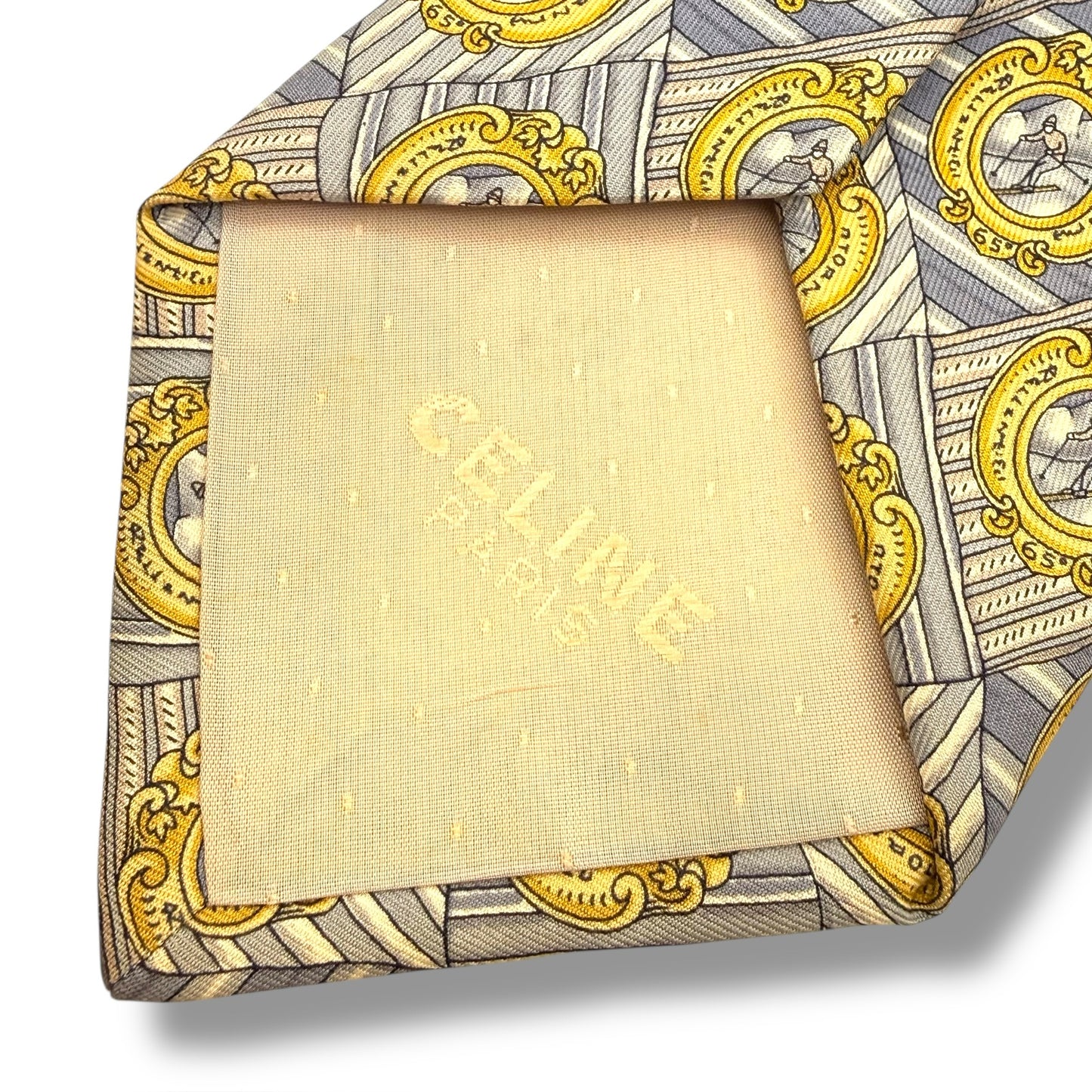 【7861】美品ー良品!セリーヌ ネクタイ 水色系 スキー柄