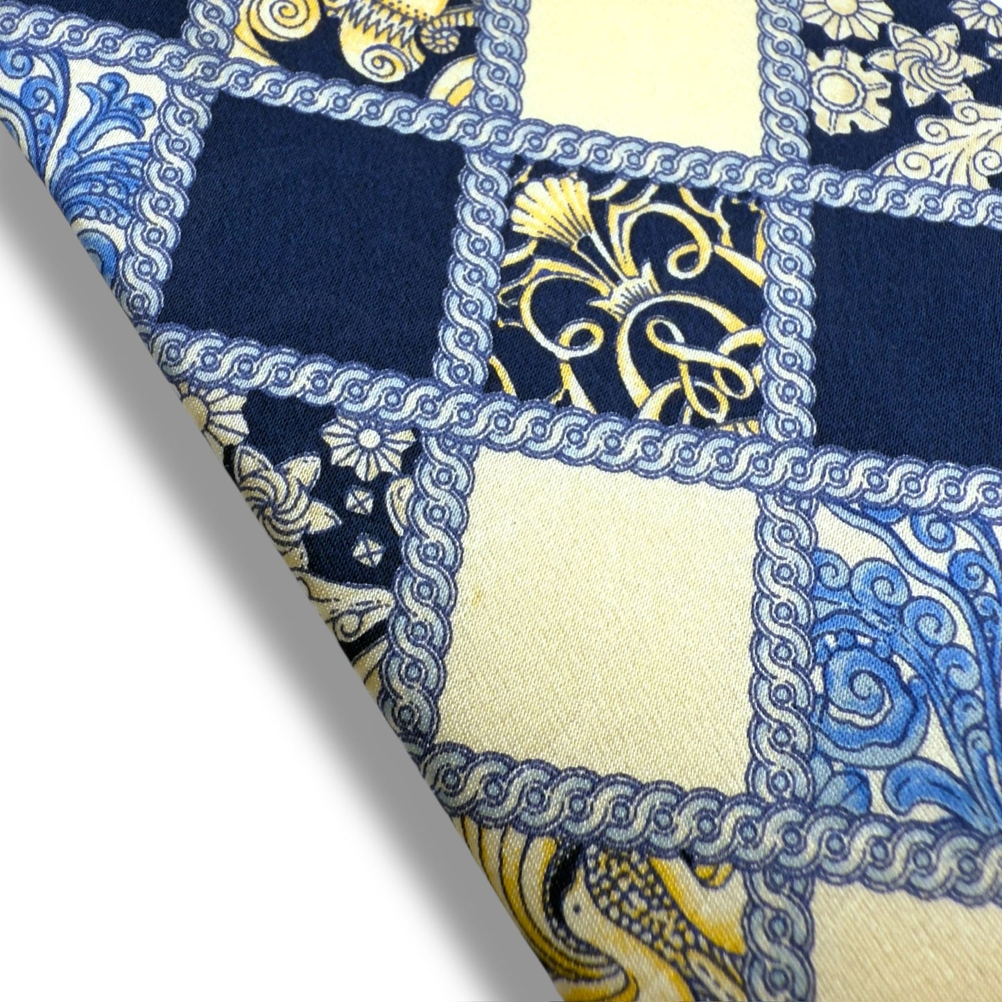 【7324】良品!ランバン ネクタイ ネイビー系 クリーム系