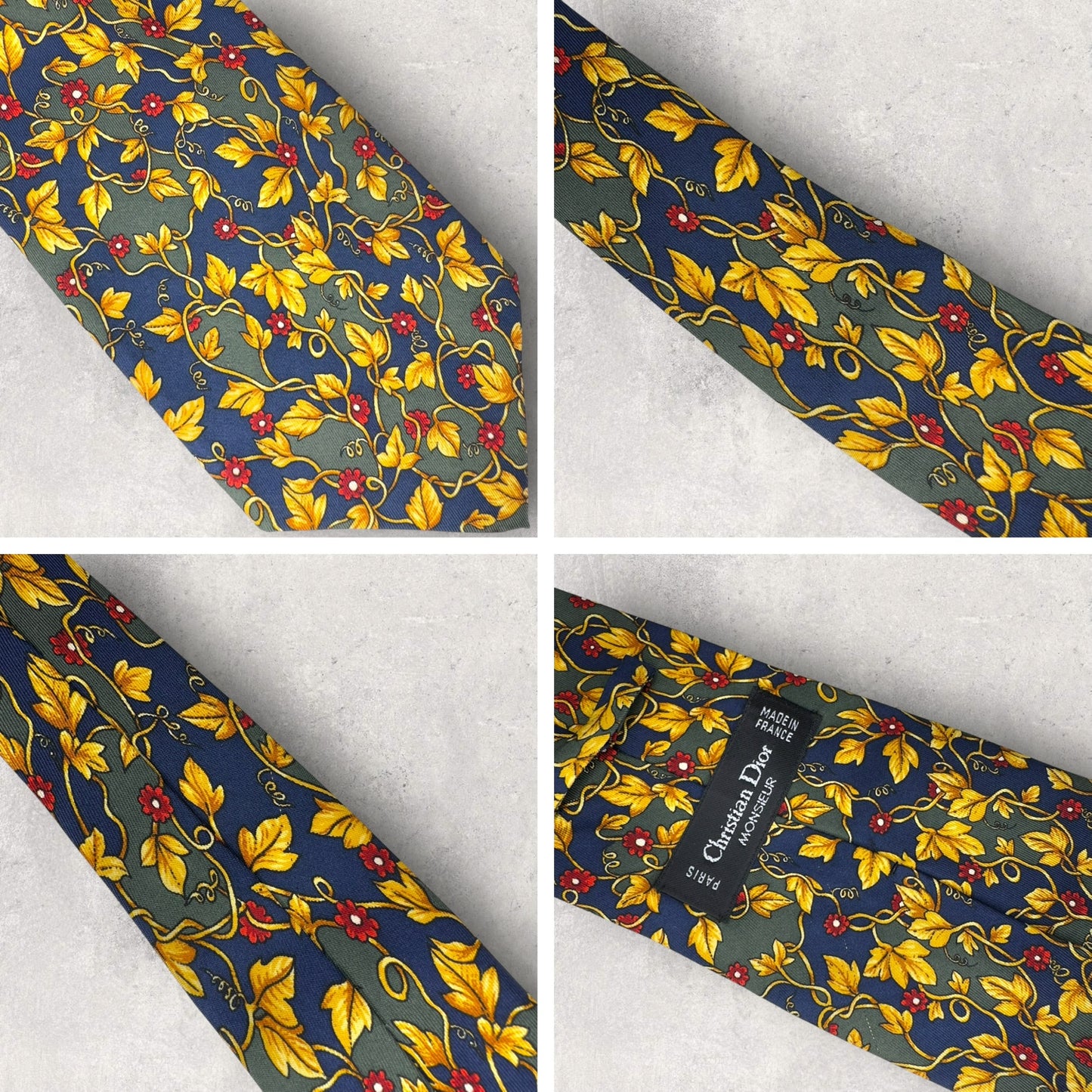 【6959】良品!クリスチャンディオール ネクタイ ネイビー系 花柄