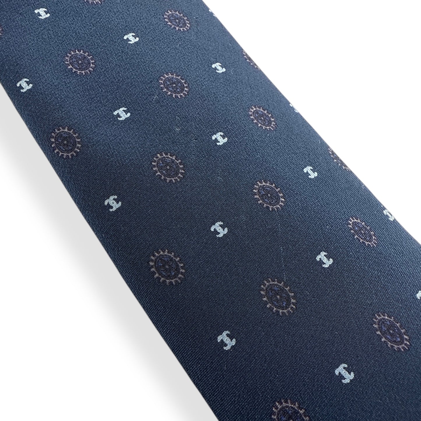 【7323】良品!シャネル ネクタイ ネイビー系