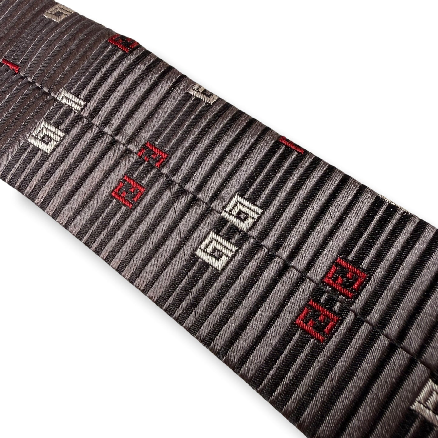 【8424】良品!フェンディ ネクタイ シルバー系 FF柄