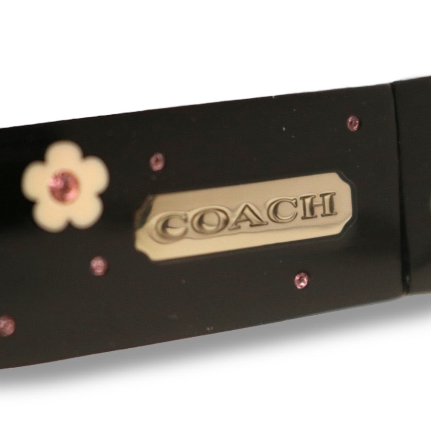 【203】美品!コーチ サングラス ブラック系 シグネイチャー フラワー