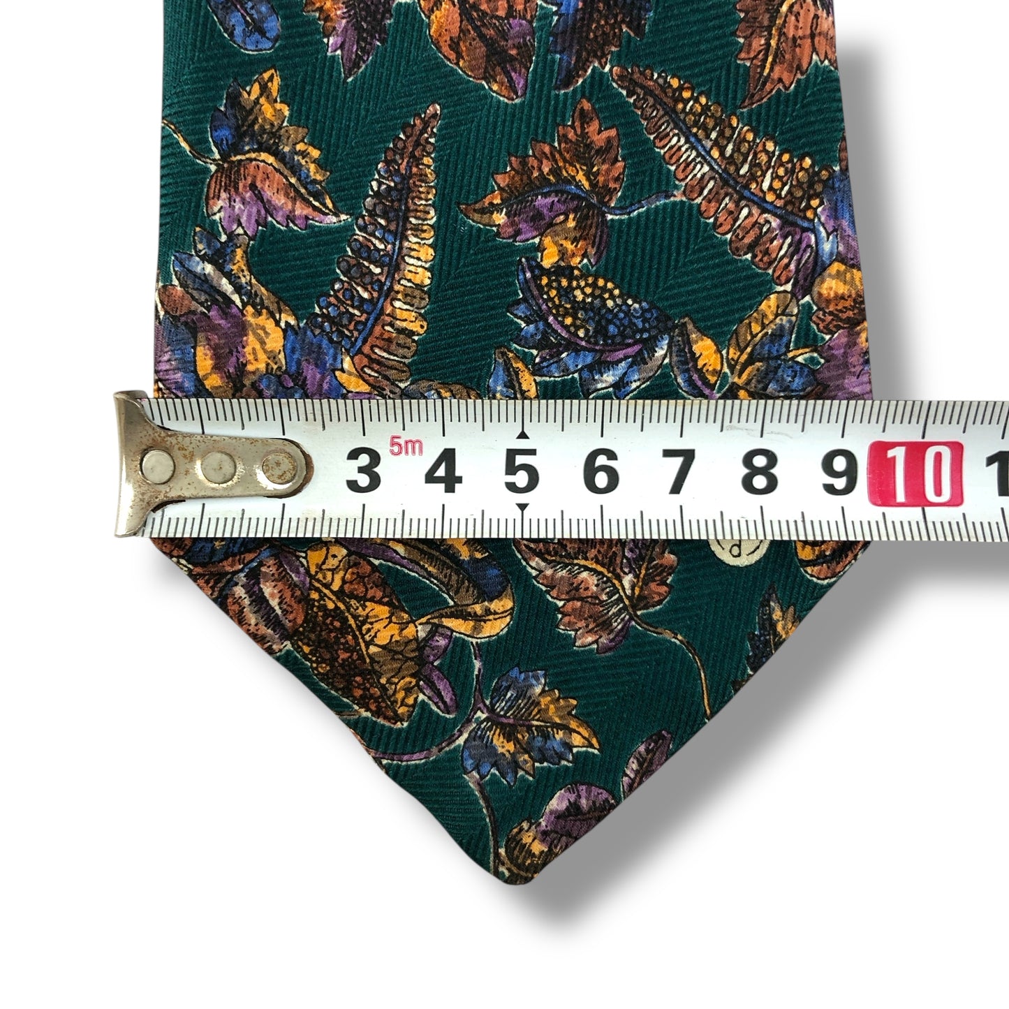 【7809】美品!ダンヒル ネクタイ グリーン系 葉柄