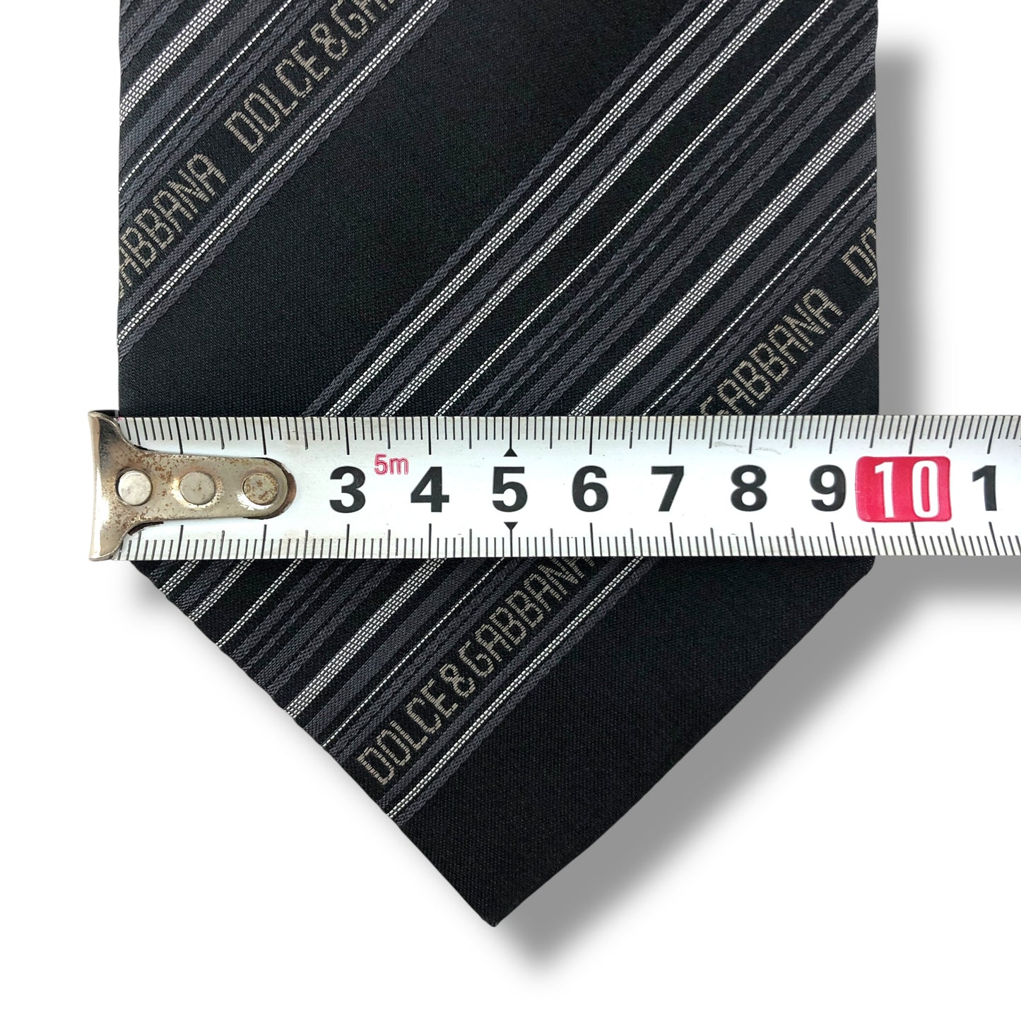 【8038】美品!ドルチェアンドガッバーナ ネクタイ ブラック系 ストライプ