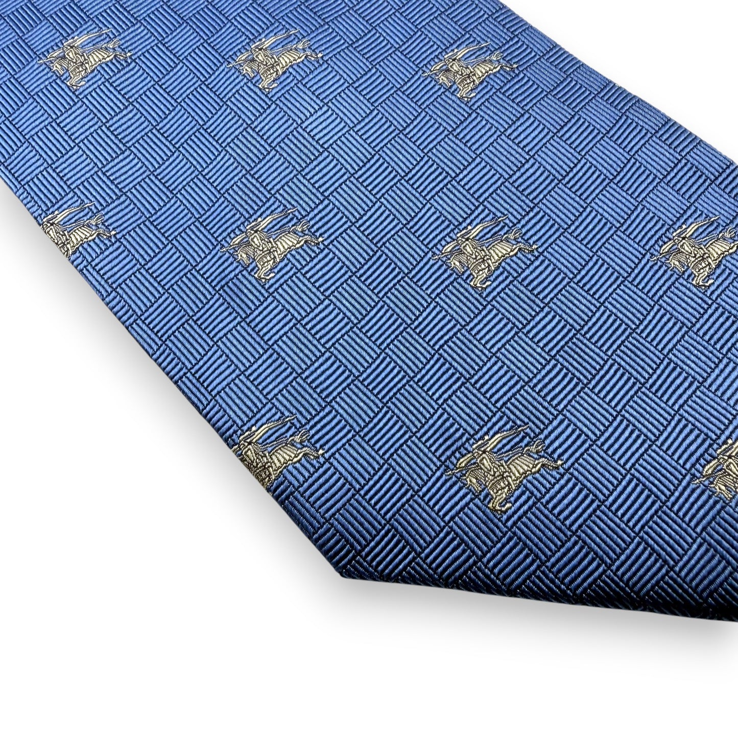 【7652】美品!バーバリー ネクタイ ブルー系 ホースロゴ