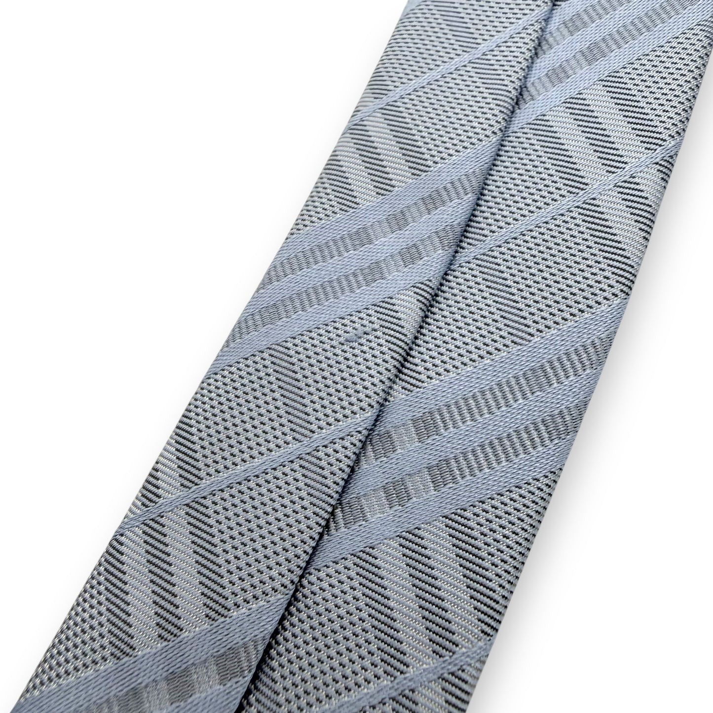 【7653】美品ー良品!バーバリー ネクタイ 水色系 チェック柄