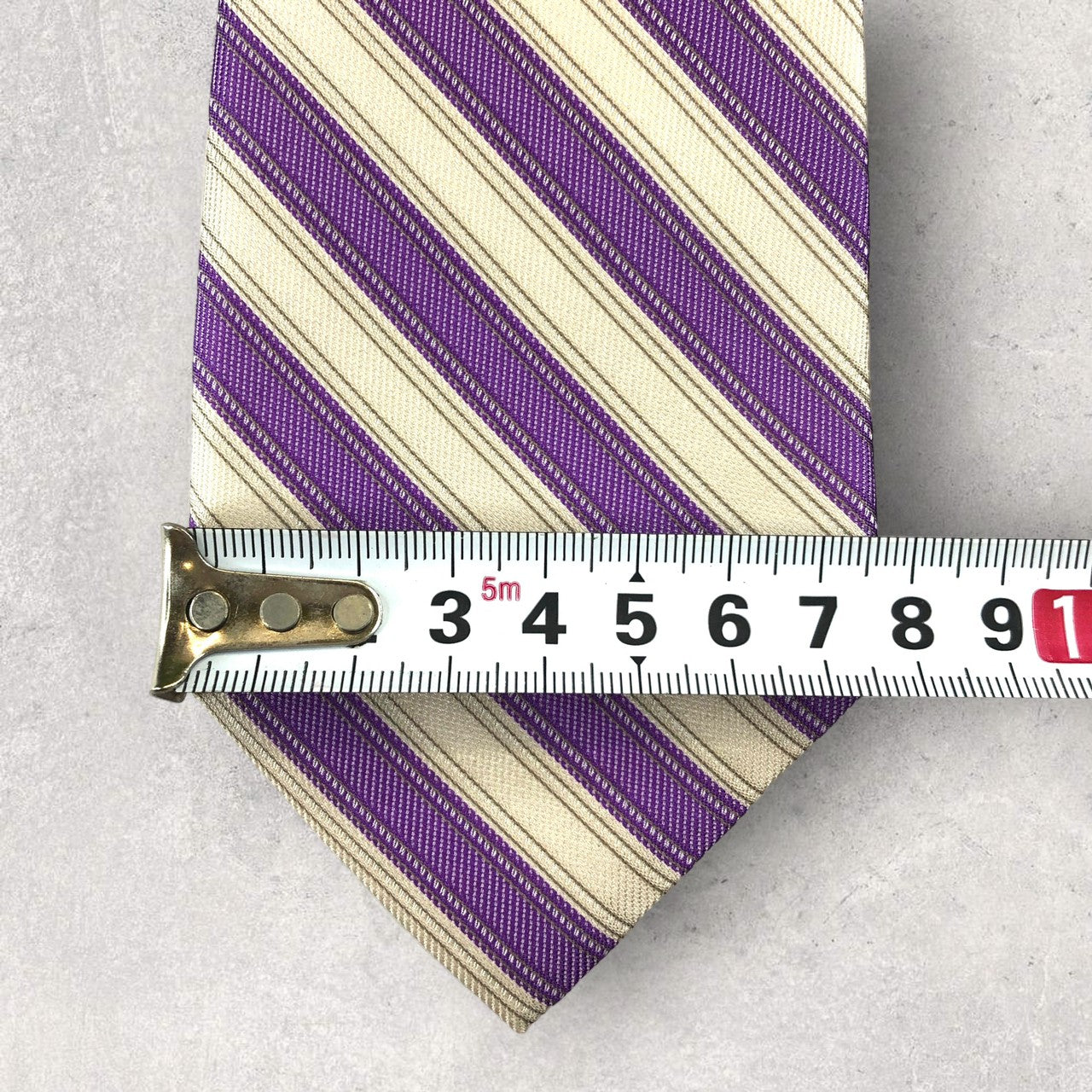 【2196】美品!Calvin Klein ネクタイ ホワイト×パープル