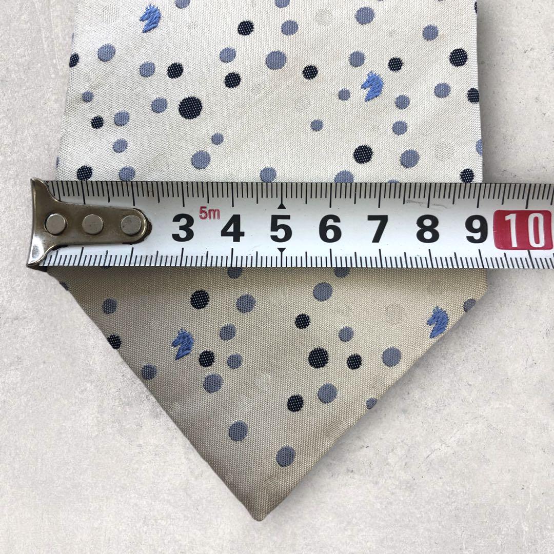 【4681】美品!ピエールカルダン ネクタイ シルバー系 ドット柄