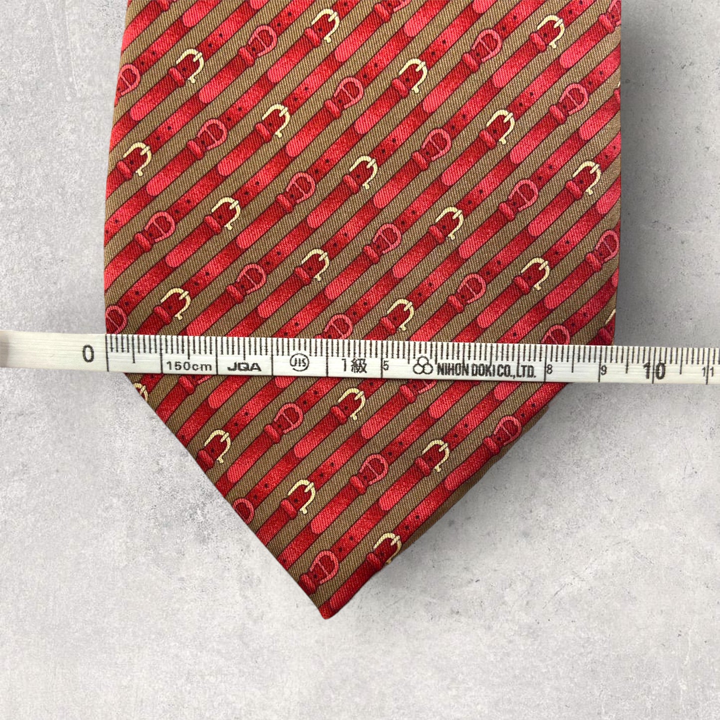 【5289】美品!AIGNER ネクタイ レッド系