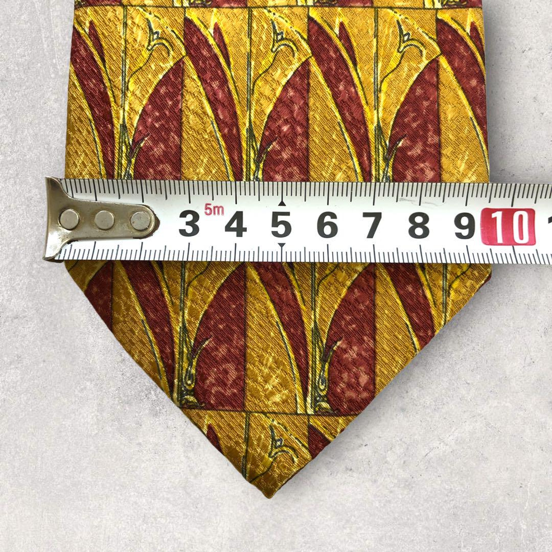 【4502】良品!エルメネジルドゼニア ネクタイ レッド×イエロー系