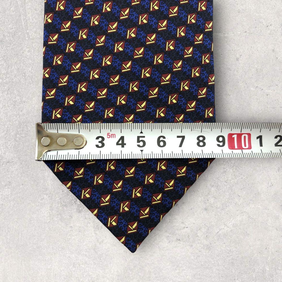 【4646】良品!クリツィア ネクタイ ブラック×ブルー系 K柄