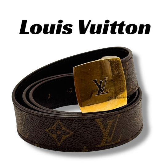 【良品】ルイヴィトン　ベルト　ブラウン系　モノグラム