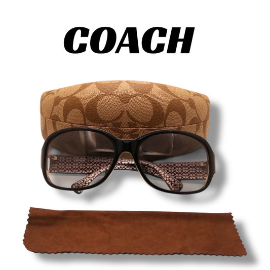 【203】美品！コーチ　サングラス　ブラック系　シグネイチャー　フラワー