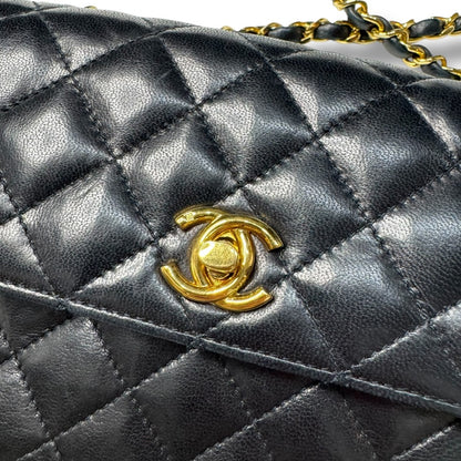 【良品】シャネル　ミニマトラッセ　チェーンショルダーバッグ　ブラック　ラムスキン