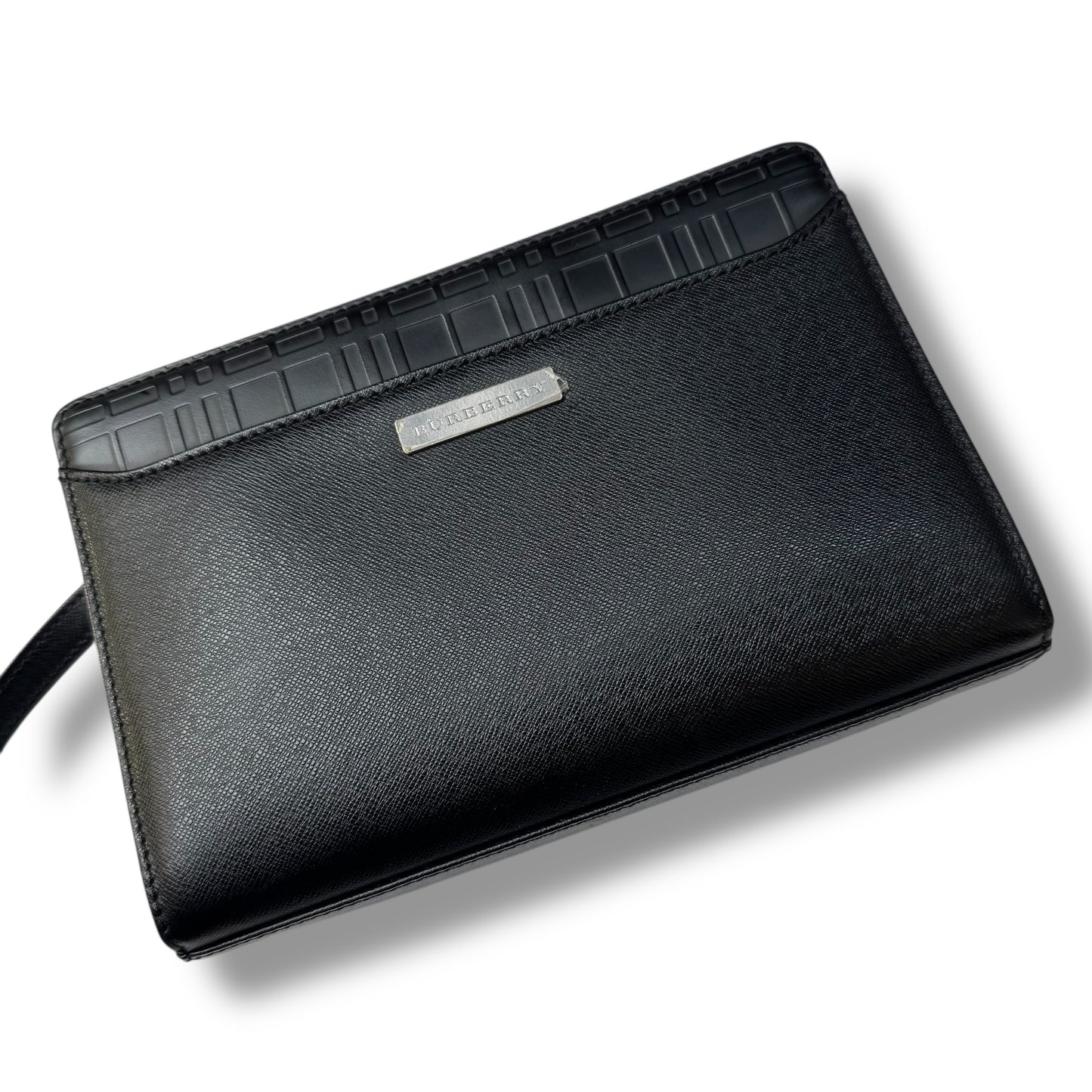 【美品】(1)バーバリー　セカンドバッグ　クラッチバッグ　サフィアーノ　黒