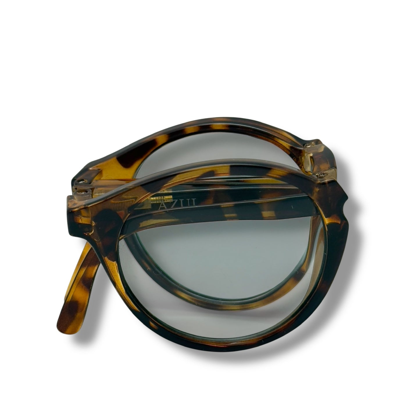 【154】良品！アズール　サングラス　折りたたみ式　ヒョウ柄系