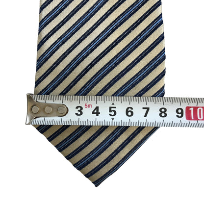 [6141] Good quality! Pierre Cardin tie, cream color x blue stripes 